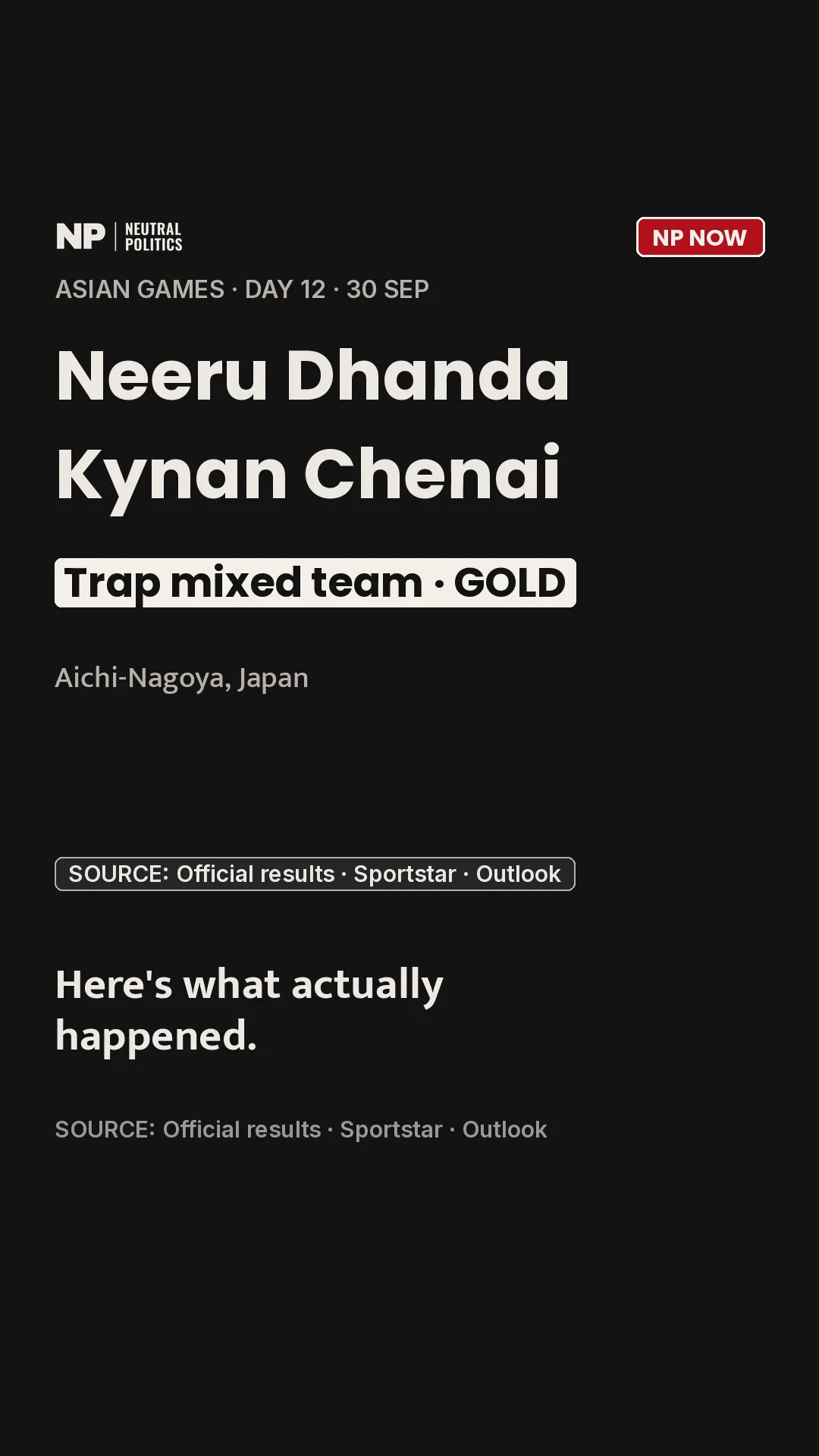 Neeru Dhanda and Kynan Chenai win trap mixed team gold with 34