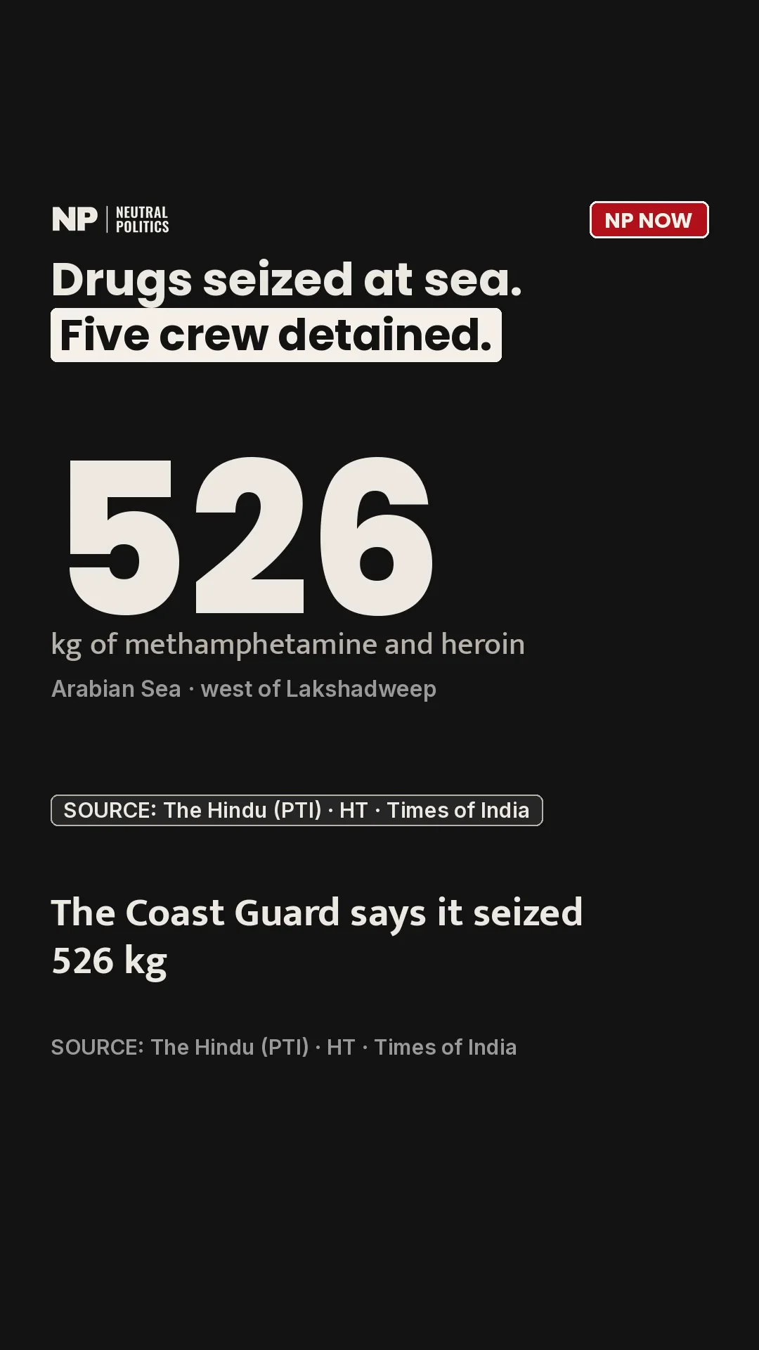 Coast Guard and Gujarat ATS say they seized 526 kg of drugs from an Iranian dhow