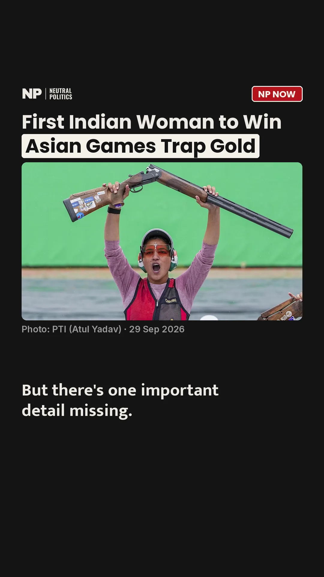 Neeru Dhanda wins first Indian women's Asian Games trap gold