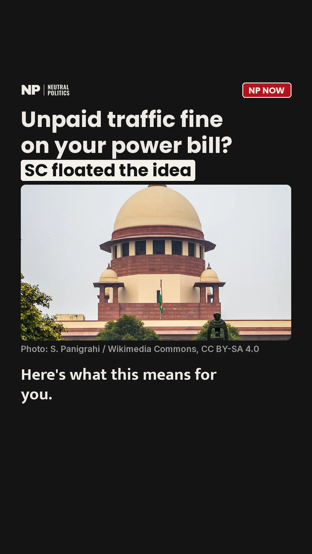 Supreme Court suggests linking unpaid traffic challans to electricity bills