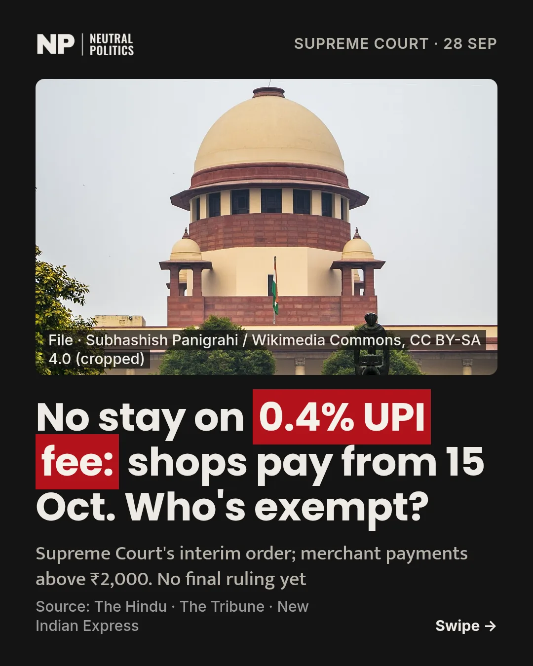 Supreme Court refuses interim stay on 0.4% UPI MDR above ₹2,000