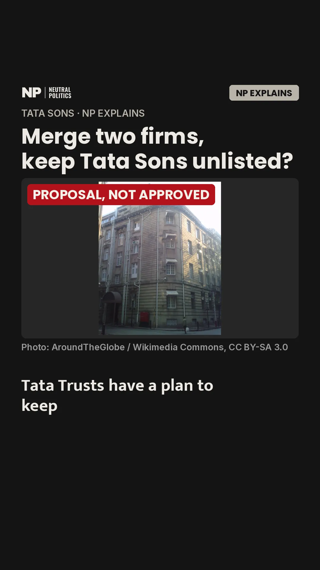 Tata Trusts propose merger to keep Tata Sons unlisted