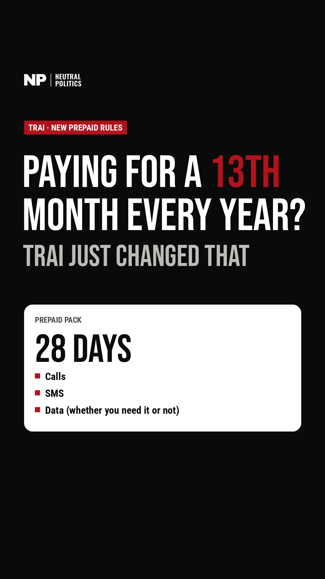 TRAI requires voice-and-SMS-only vouchers for 30-day and shorter plans
