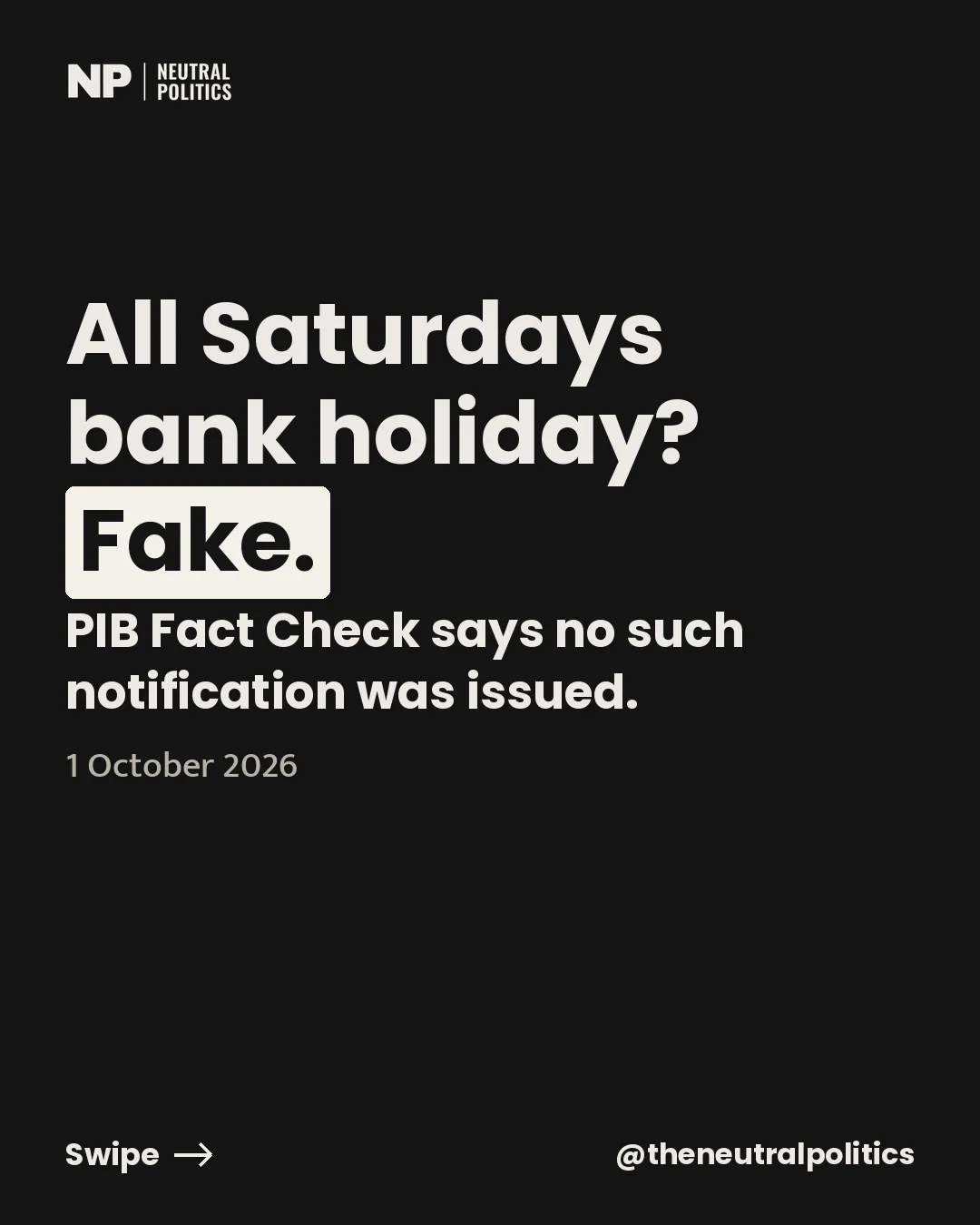 PIB Fact Check says the viral all-Saturdays bank-holiday Gazette is fake