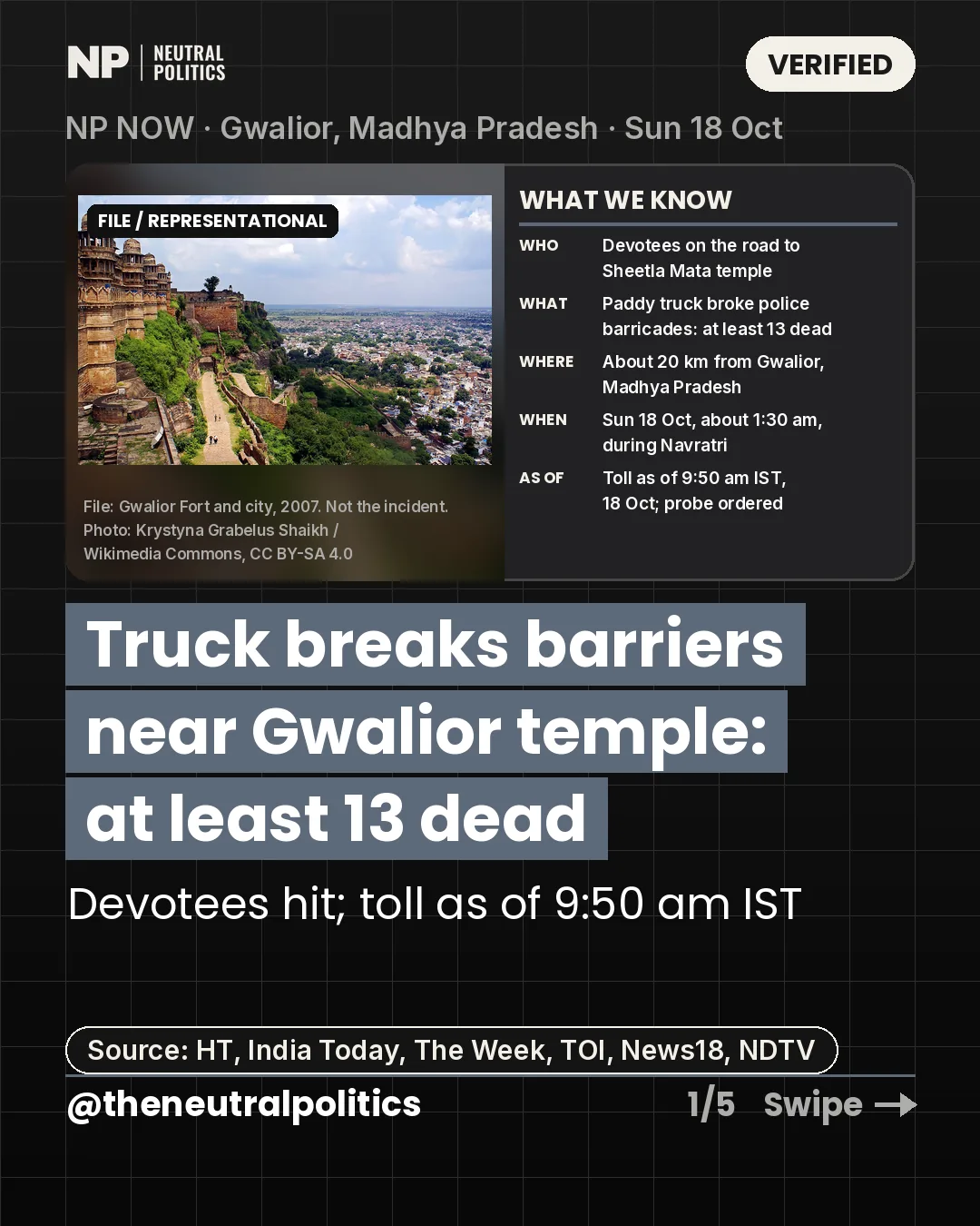 Gwalior temple crash: at least 14