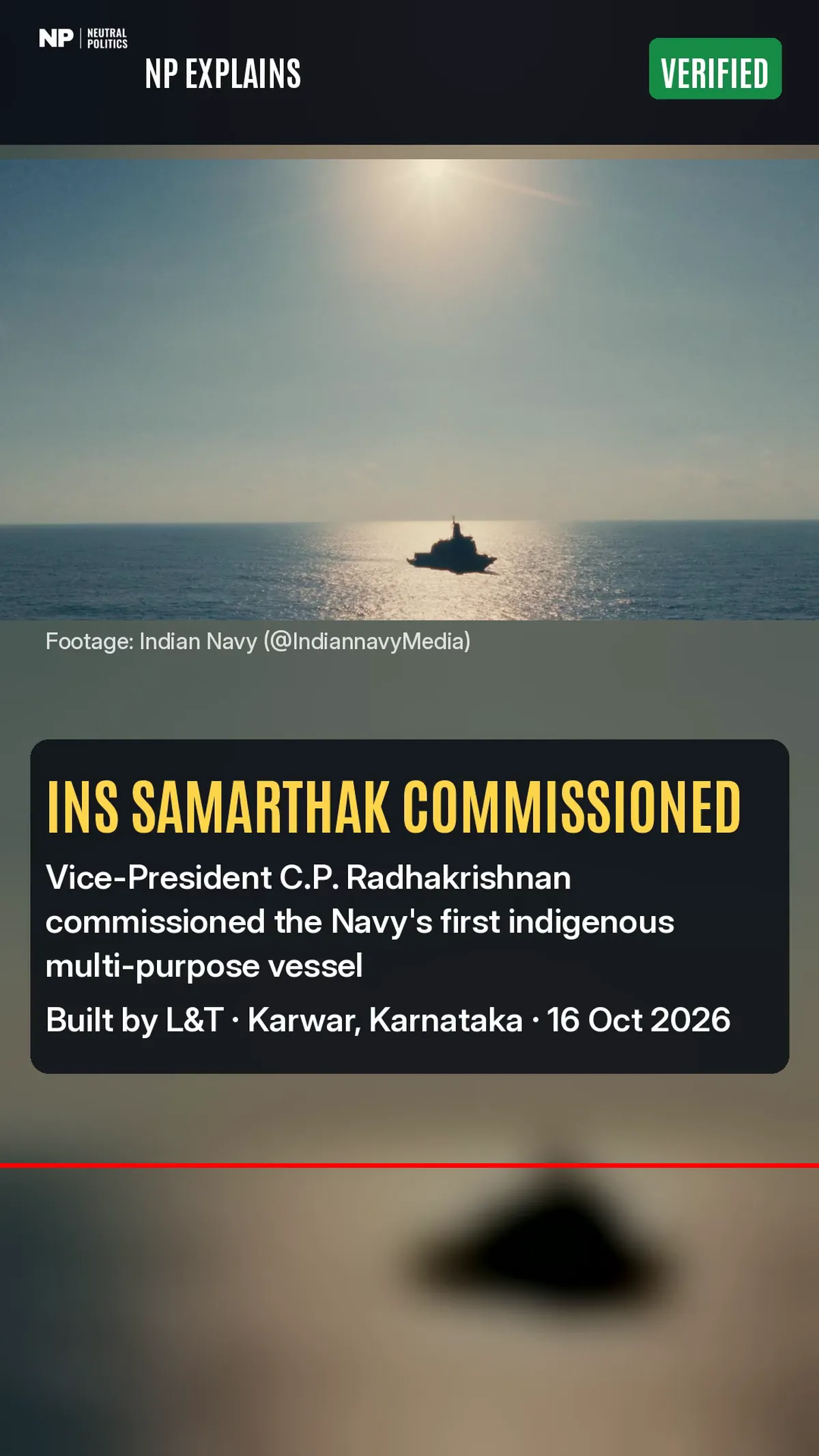 VP commissions INS Samarthak at Karwar