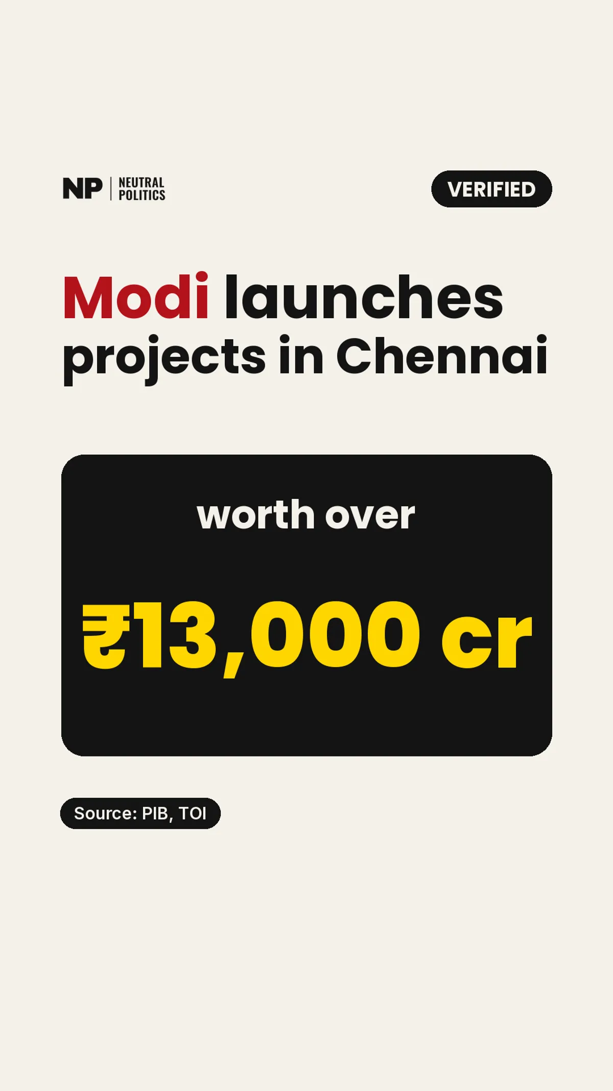Modi opens a Chennai Metro stretch and launches projects over Rs 13,000 crore