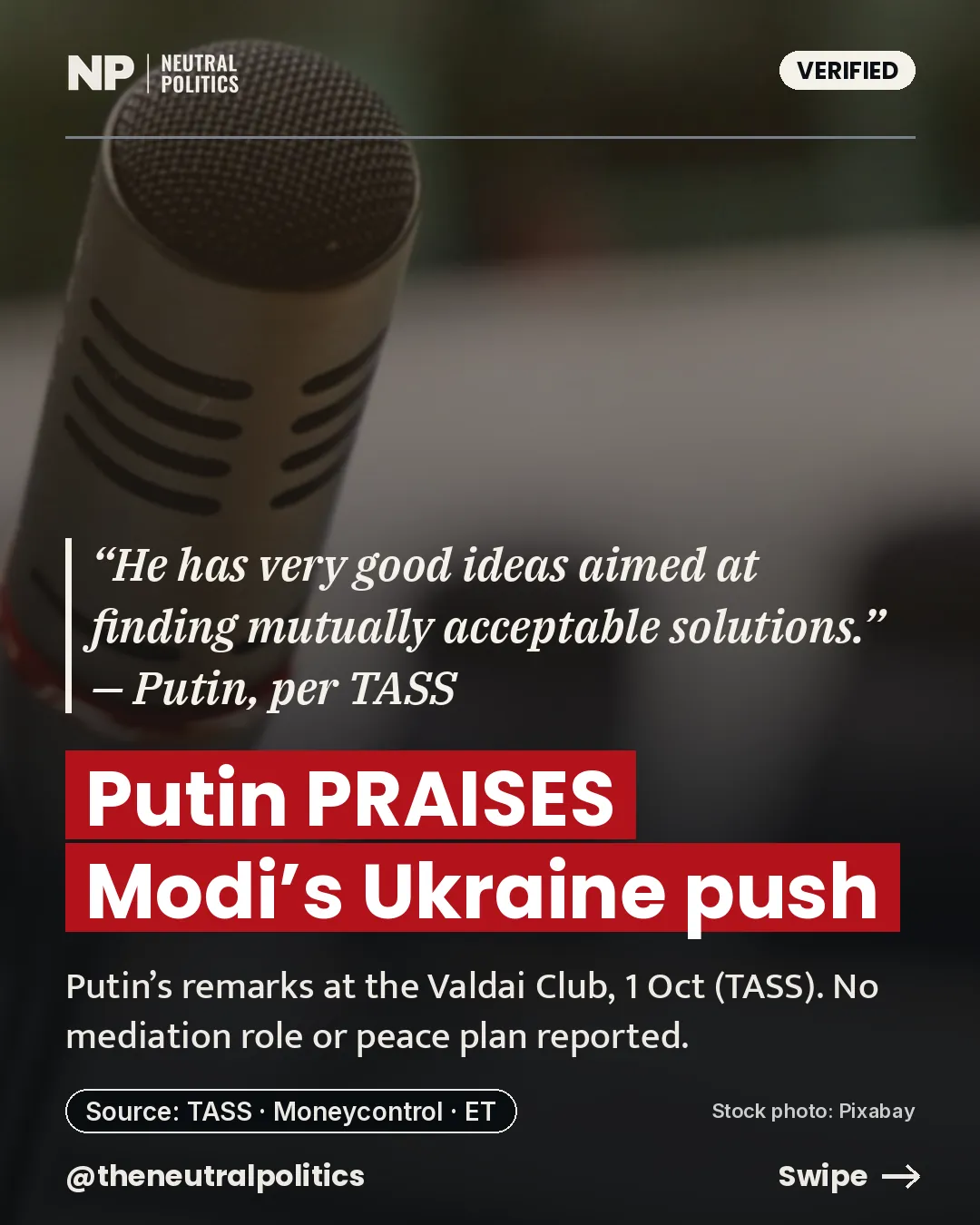 Putin at Valdai: Modi has 'very good ideas' on ending the Ukraine conflict