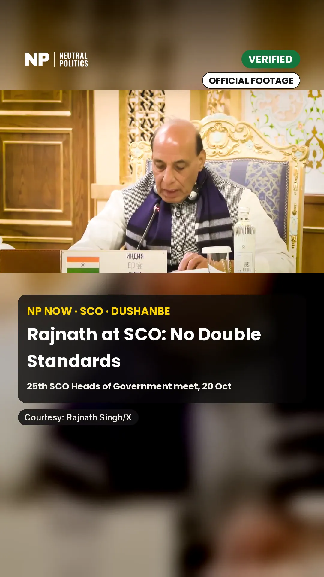 Rajnath in Dushanbe: no double standards