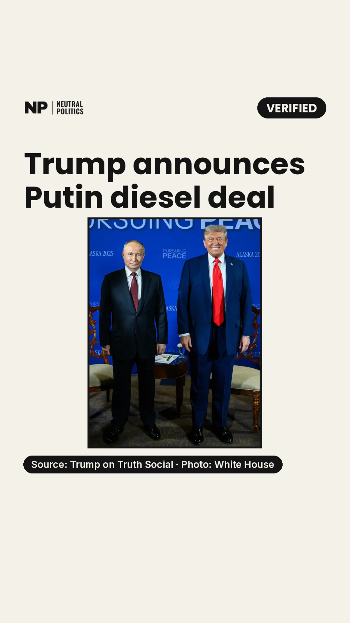 Trump announces a Russian diesel deal after a Putin call; US licence runs to 7 April 2027